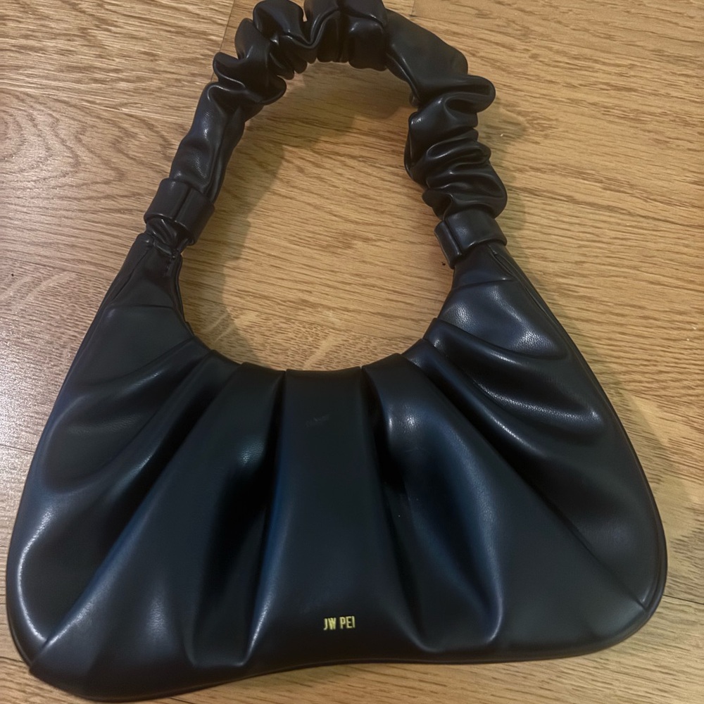 JW PEI Black Ruched Shoulder Bag